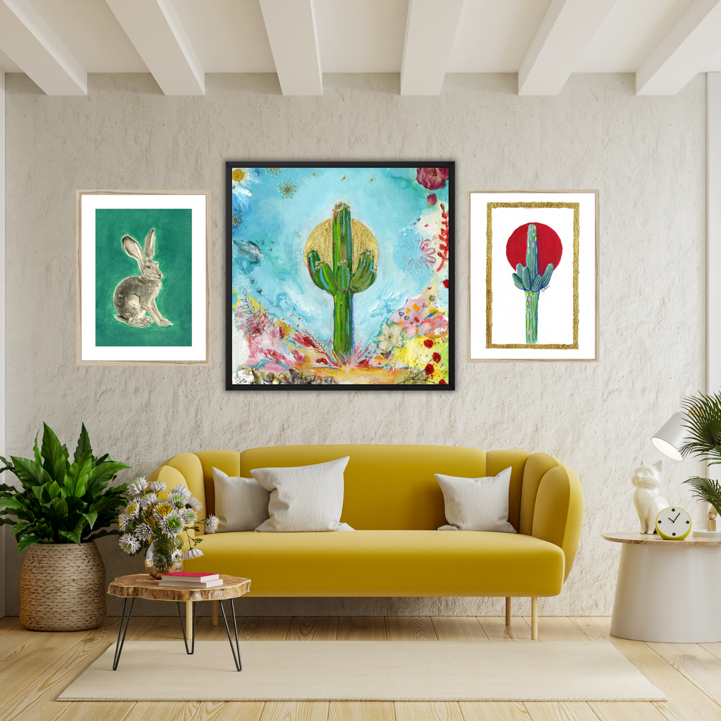 Happy Saguaro Framed Print.