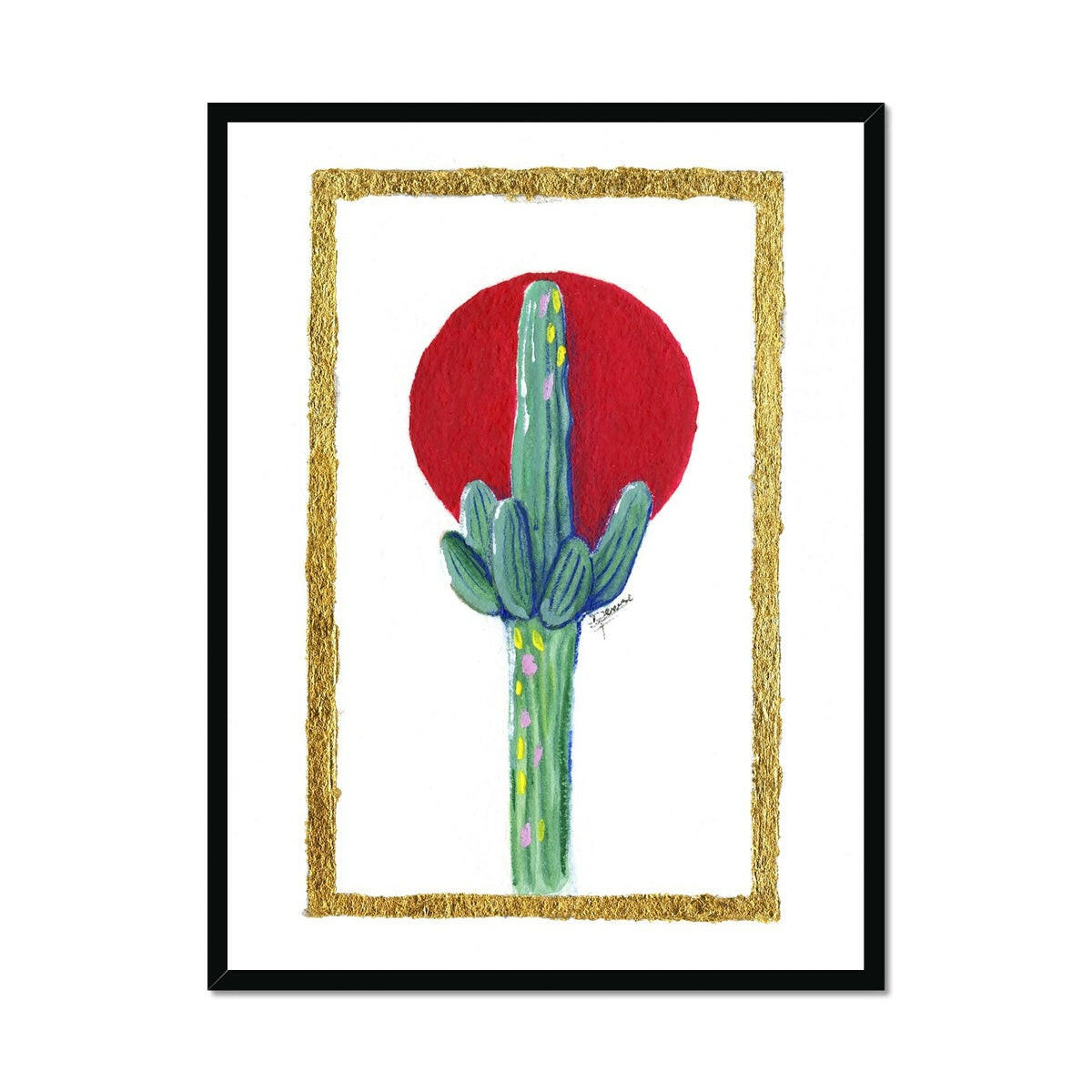 Happy Saguaro Framed Print.