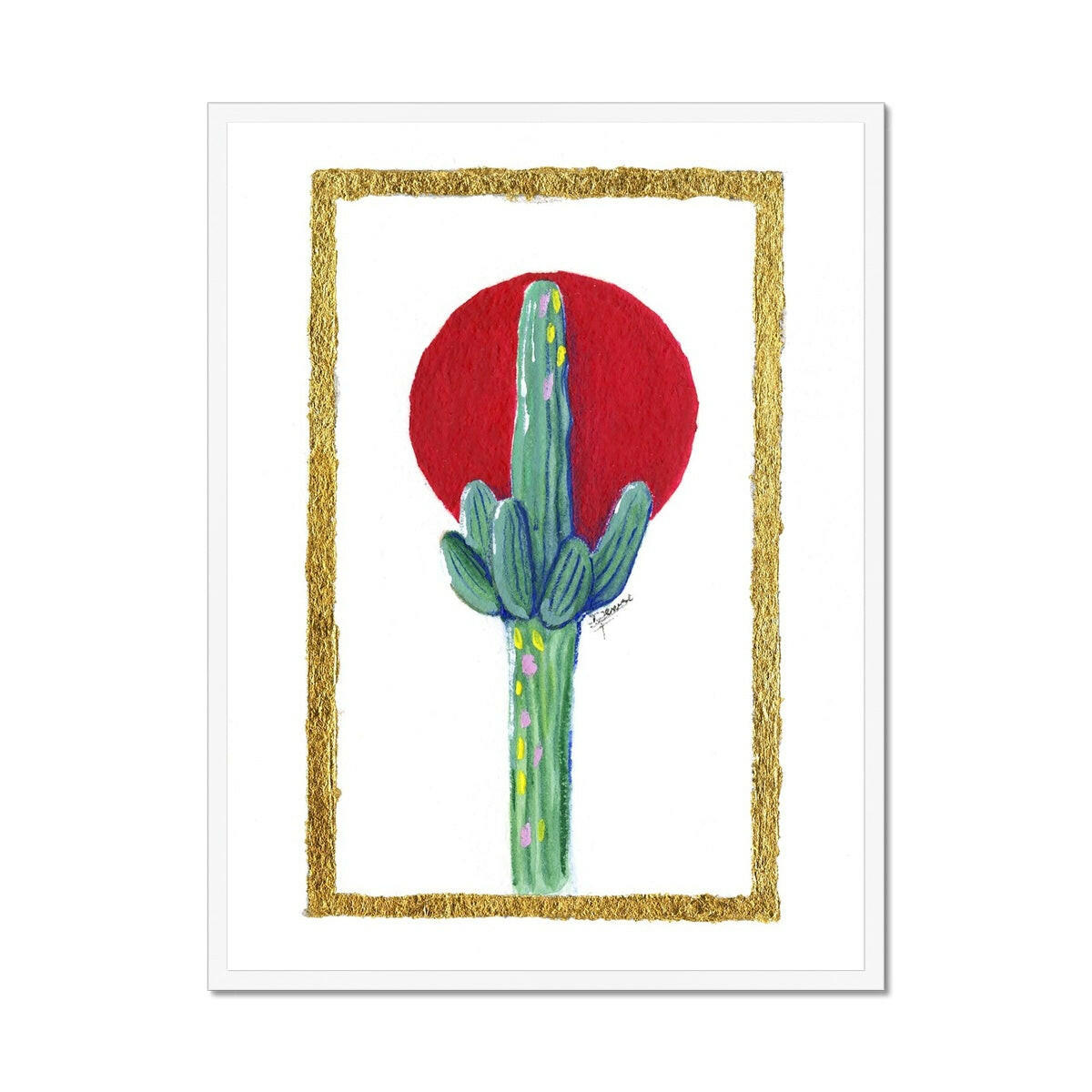 Happy Saguaro Framed Print.